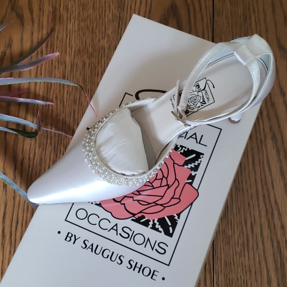 Special Occasions | White Pearl Satin Shoes | 5